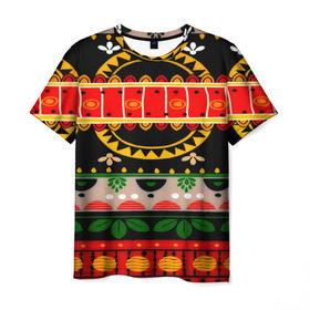 Мужская футболка 3D с принтом Mexico , 100% полиэфир | прямой крой, круглый вырез горловины, длина до линии бедер | орнамент | разноцветный | этно