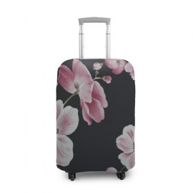 Чехол для чемодана 3D с принтом Цветы на черном фоне , 86% полиэфир, 14% спандекс | двустороннее нанесение принта, прорези для ручек и колес | растения | стиль | цветы