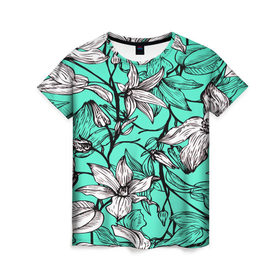 Женская футболка 3D с принтом Лилии , 100% полиэфир ( синтетическое хлопкоподобное полотно) | прямой крой, круглый вырез горловины, длина до линии бедер | паттерн | цветы | яркий