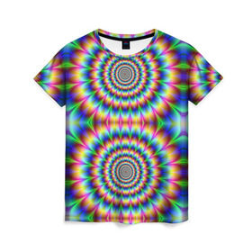 Женская футболка 3D с принтом Grazy fractal , 100% полиэфир ( синтетическое хлопкоподобное полотно) | прямой крой, круглый вырез горловины, длина до линии бедер | fraktal | luxury | premium | vip | премиум | фрактал | эксклюзив