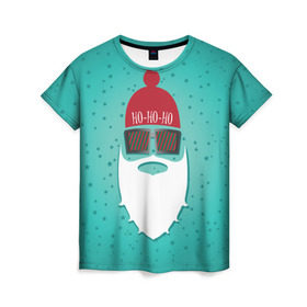 Женская футболка 3D с принтом Санта хипстер , 100% полиэфир ( синтетическое хлопкоподобное полотно) | прямой крой, круглый вырез горловины, длина до линии бедер | борода | дед мороз | новый год | подарок на новый год | санта | санта хипстер | снег | снежинки | хипстер