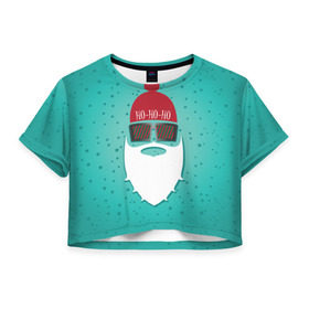 Женская футболка 3D укороченная с принтом Санта хипстер , 100% полиэстер | круглая горловина, длина футболки до линии талии, рукава с отворотами | борода | дед мороз | новый год | подарок на новый год | санта | санта хипстер | снег | снежинки | хипстер