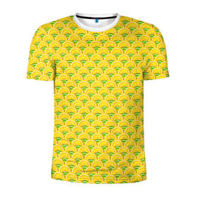 Мужская футболка 3D спортивная с принтом Текстура лимон-лайм , 100% полиэстер с улучшенными характеристиками | приталенный силуэт, круглая горловина, широкие плечи, сужается к линии бедра | Тематика изображения на принте: еда | лайм | лимон | мода | стиль | текстура