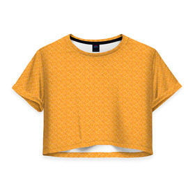 Женская футболка 3D укороченная с принтом Текстура апельсин , 100% полиэстер | круглая горловина, длина футболки до линии талии, рукава с отворотами | orange | апельсин | еда | мода | стиль | текстура