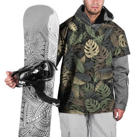 Накидка на куртку 3D с принтом Тропический камуфляж , 100% полиэстер |  | джунгли | камуфляж | листья | милитари | монстера | пальма | природа