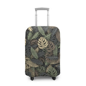 Чехол для чемодана 3D с принтом Тропический камуфляж , 86% полиэфир, 14% спандекс | двустороннее нанесение принта, прорези для ручек и колес | джунгли | камуфляж | листья | милитари | монстера | пальма | природа