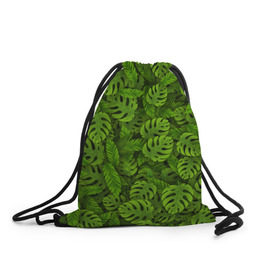 Рюкзак-мешок 3D с принтом Тропические листья , 100% полиэстер | плотность ткани — 200 г/м2, размер — 35 х 45 см; лямки — толстые шнурки, застежка на шнуровке, без карманов и подкладки | Тематика изображения на принте: джунгли | монстера | пальма | растения | тропики