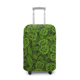 Чехол для чемодана 3D с принтом Тропические листья , 86% полиэфир, 14% спандекс | двустороннее нанесение принта, прорези для ручек и колес | Тематика изображения на принте: джунгли | монстера | пальма | растения | тропики