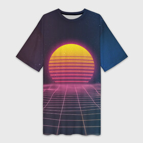 Платье-футболка 3D с принтом 90s ,  |  | 90 | games | retro | sun | sunset | закат | игра | игры | ретро | солнце