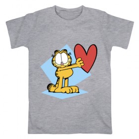 Мужская футболка хлопок с принтом Гарфилд , 100% хлопок | прямой крой, круглый вырез горловины, длина до линии бедер, слегка спущенное плечо. | гарфилд | знак | кот | мультфильм