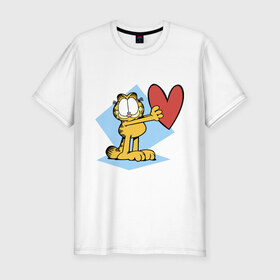 Мужская футболка премиум с принтом Гарфилд , 92% хлопок, 8% лайкра | приталенный силуэт, круглый вырез ворота, длина до линии бедра, короткий рукав | гарфилд | знак | кот | мультфильм