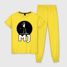 Женская пижама хлопок с принтом Майкл Джексон , 100% хлопок | брюки и футболка прямого кроя, без карманов, на брюках мягкая резинка на поясе и по низу штанин | michael jackson | mj | король | майкл джексон | поп музыка
