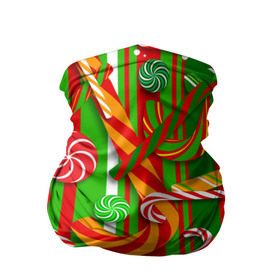 Бандана-труба 3D с принтом Новогодние конфеты , 100% полиэстер, ткань с особыми свойствами — Activecool | плотность 150‒180 г/м2; хорошо тянется, но сохраняет форму | Тематика изображения на принте: дед мороз | карамель | паттерн | рождество