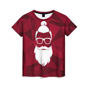Женская футболка 3D с принтом Санта хипстер , 100% полиэфир ( синтетическое хлопкоподобное полотно) | прямой крой, круглый вырез горловины, длина до линии бедер | 2017 | борода | дед мороз | новый год | подарок на новый год | санта | санта хипстер | снег | снежинки | хипстер