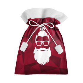Подарочный 3D мешок с принтом Санта хипстер , 100% полиэстер | Размер: 29*39 см | 2017 | борода | дед мороз | новый год | подарок на новый год | санта | санта хипстер | снег | снежинки | хипстер