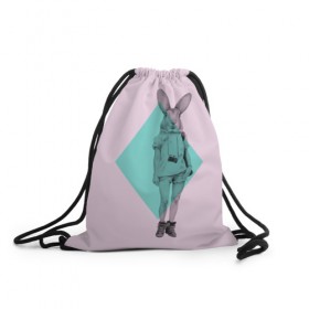 Рюкзак-мешок 3D с принтом Pink Rabbit , 100% полиэстер | плотность ткани — 200 г/м2, размер — 35 х 45 см; лямки — толстые шнурки, застежка на шнуровке, без карманов и подкладки | Тематика изображения на принте: hipster | rabbit | swag | кролик | хипстер