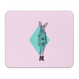 Коврик прямоугольный с принтом Pink Rabbit , натуральный каучук | размер 230 х 185 мм; запечатка лицевой стороны | Тематика изображения на принте: hipster | rabbit | swag | кролик | хипстер