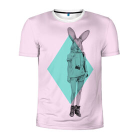 Мужская футболка 3D спортивная с принтом Pink Rabbit , 100% полиэстер с улучшенными характеристиками | приталенный силуэт, круглая горловина, широкие плечи, сужается к линии бедра | Тематика изображения на принте: hipster | rabbit | swag | кролик | хипстер