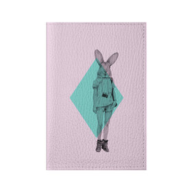 Обложка для паспорта матовая кожа с принтом Pink Rabbit , натуральная матовая кожа | размер 19,3 х 13,7 см; прозрачные пластиковые крепления | hipster | rabbit | swag | кролик | хипстер