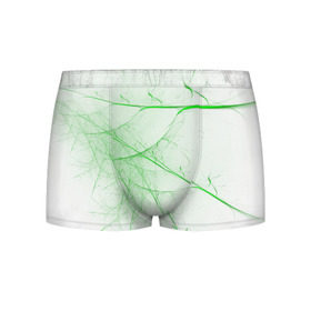 Мужские трусы 3D с принтом Паутина зеленая , 50% хлопок, 50% полиэстер | классическая посадка, на поясе мягкая тканевая резинка | Тематика изображения на принте: абстракция | зеленый | линии | объем | стиль | узор | черный
