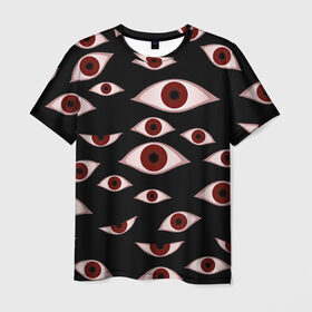 Мужская футболка 3D с принтом Глаза , 100% полиэфир | прямой крой, круглый вырез горловины, длина до линии бедер | alucard | anime | helloween | hellsing | vampire | алукард | аниме | вампир | хеллоуин | хеллсинг