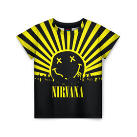Детская футболка 3D с принтом Nirvana , 100% гипоаллергенный полиэфир | прямой крой, круглый вырез горловины, длина до линии бедер, чуть спущенное плечо, ткань немного тянется | cobain | kurt | кобейн | курт | нирвана