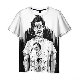 Мужская футболка 3D с принтом Зомби рекурсия , 100% полиэфир | прямой крой, круглый вырез горловины, длина до линии бедер | halloween | zombie | зомби | рекурсия | хэллоуин