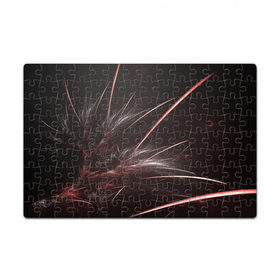 Пазл магнитный 126 элементов с принтом Искры красные , полимерный материал с магнитным слоем | 126 деталей, размер изделия —  180*270 мм | абстракция | искры | красный | линии | объем | стиль | узор | черный