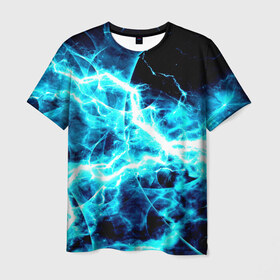 Мужская футболка 3D с принтом energy , 100% полиэфир | прямой крой, круглый вырез горловины, длина до линии бедер | Тематика изображения на принте: energy | молнии | синий | энергия