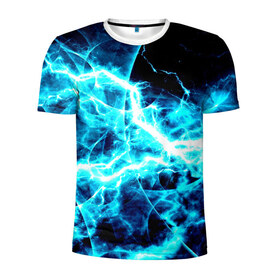 Мужская футболка 3D спортивная с принтом energy , 100% полиэстер с улучшенными характеристиками | приталенный силуэт, круглая горловина, широкие плечи, сужается к линии бедра | energy | молнии | синий | энергия