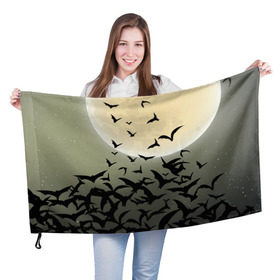 Флаг 3D с принтом Хэллоуин-принт , 100% полиэстер | плотность ткани — 95 г/м2, размер — 67 х 109 см. Принт наносится с одной стороны | приведения | тыква | хэллоуин