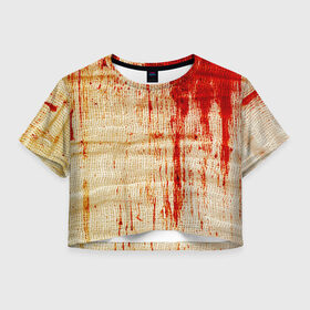 Женская футболка 3D укороченная с принтом Бинты 2 , 100% полиэстер | круглая горловина, длина футболки до линии талии, рукава с отворотами | halloween | helloween | кровь | ужас | хеллоин | хеллоуин | хелуин