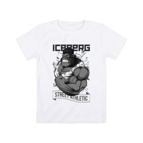 Детская футболка хлопок с принтом Gorilla | Iceberg , 100% хлопок | круглый вырез горловины, полуприлегающий силуэт, длина до линии бедер | 