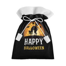 Подарочный 3D мешок с принтом Чёрный кот , 100% полиэстер | Размер: 29*39 см | halloween | ведьма | кошка | праздник | привидение | тыква | хэллоуин