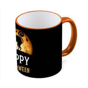 Кружка 3D с принтом Чёрный кот , керамика | ёмкость 330 мл | Тематика изображения на принте: halloween | ведьма | кошка | праздник | привидение | тыква | хэллоуин