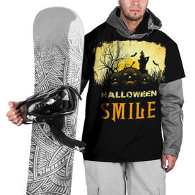 Накидка на куртку 3D с принтом Smile , 100% полиэстер |  | Тематика изображения на принте: halloween | замок | летучая мышь | луна | праздник | привидение | тыква | хэллоуин