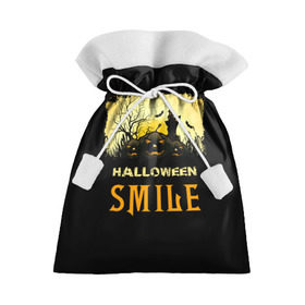 Подарочный 3D мешок с принтом Smile , 100% полиэстер | Размер: 29*39 см | halloween | замок | летучая мышь | луна | праздник | привидение | тыква | хэллоуин