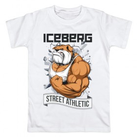 Мужская футболка хлопок с принтом Dog 2 | Iceberg , 100% хлопок | прямой крой, круглый вырез горловины, длина до линии бедер, слегка спущенное плечо. | animals | iceberg | icebergstyle | youtube