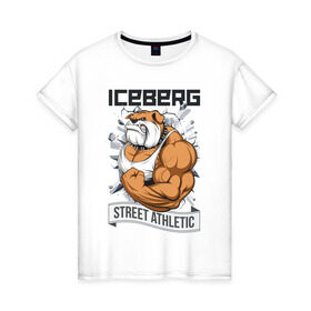 Женская футболка хлопок с принтом Dog 2 | Iceberg , 100% хлопок | прямой крой, круглый вырез горловины, длина до линии бедер, слегка спущенное плечо | animals | iceberg | icebergstyle | youtube