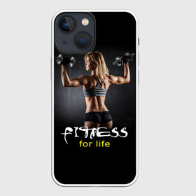 Чехол для iPhone 13 mini с принтом Fitness for life ,  |  | Тематика изображения на принте: fitness. гантели | девушка | прикольные картинки | спорт | тело | экстрим