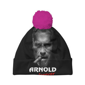 Шапка 3D c помпоном с принтом Arnold forever , 100% полиэстер | универсальный размер, печать по всей поверхности изделия | Тематика изображения на принте: актёр | арнольд шварценеггер | боевик | звезда | киногерой | супергерой | терминатор