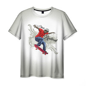 Мужская футболка 3D с принтом Скейтер , 100% полиэфир | прямой крой, круглый вырез горловины, длина до линии бедер | skater | skull | xtreme | граффити | скейт | спорт | череп | экстрим