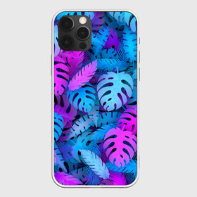 Чехол для iPhone 12 Pro с принтом Сине-розовые тропики , силикон | область печати: задняя сторона чехла, без боковых панелей | джунгли | листья | монстера | пальма | психоделический | текстура | тропики