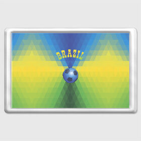 Магнит 45*70 с принтом Бразилия , Пластик | Размер: 78*52 мм; Размер печати: 70*45 | бразилия | геометрия | игра | кубок | мяч | полигональный | спорт | футбол