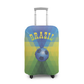 Чехол для чемодана 3D с принтом Бразилия , 86% полиэфир, 14% спандекс | двустороннее нанесение принта, прорези для ручек и колес | бразилия | геометрия | игра | кубок | мяч | полигональный | спорт | футбол