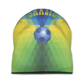 Шапка 3D с принтом Бразилия , 100% полиэстер | универсальный размер, печать по всей поверхности изделия | бразилия | геометрия | игра | кубок | мяч | полигональный | спорт | футбол