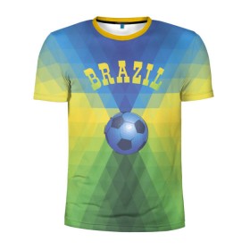 Мужская футболка 3D спортивная с принтом Бразилия , 100% полиэстер с улучшенными характеристиками | приталенный силуэт, круглая горловина, широкие плечи, сужается к линии бедра | бразилия | геометрия | игра | кубок | мяч | полигональный | спорт | футбол