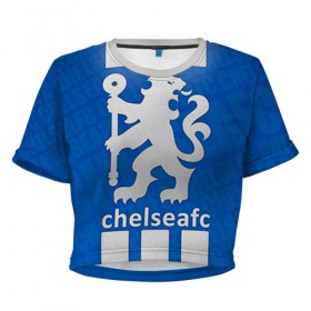 Женская футболка 3D укороченная с принтом Chelsea , 100% полиэстер | круглая горловина, длина футболки до линии талии, рукава с отворотами | chelsea | football. | английская премьер лига | апл | футбол | челси