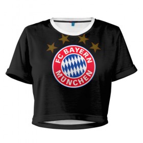 Женская футболка 3D укороченная с принтом Bayern , 100% полиэстер | круглая горловина, длина футболки до линии талии, рукава с отворотами | Тематика изображения на принте: bayern | football | бавария | бундеслига | немецкий чемпионат | футбол