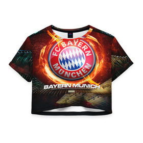 Женская футболка 3D укороченная с принтом Bayern , 100% полиэстер | круглая горловина, длина футболки до линии талии, рукава с отворотами | Тематика изображения на принте: bayern | football | бавария | бундеслига | немецкий чемпионат | футбол